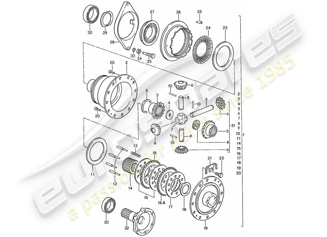 porsche 928 (1988) automatic transmission - porsche - limited slip differential - d - mj 1990>> part diagram