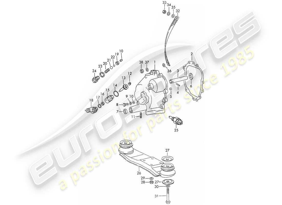 porsche 911/912 (1968) transmission cover - transmission suspension - sportomatic part diagram