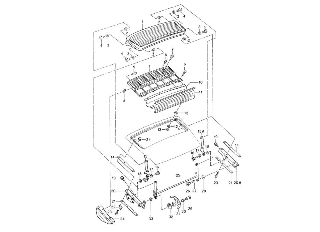 porsche 964 (1994) rear spoiler part diagram