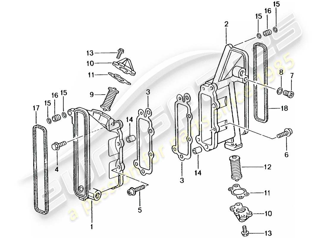 porsche 996 gt3 (2005) chain case - tensioner - chain part diagram