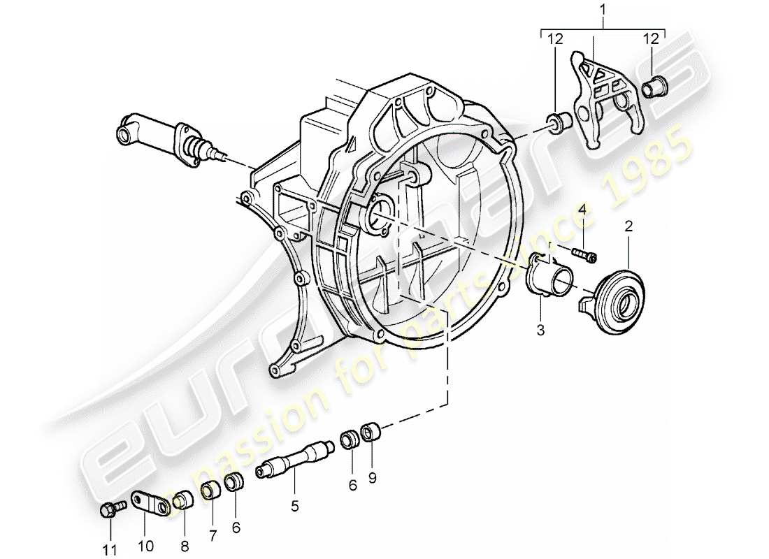 porsche 996 gt3 (2005) clutch release part diagram