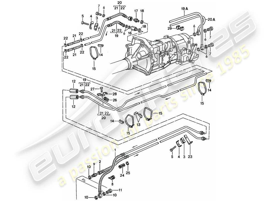 porsche 944 (1983) gear oil cooler - automatic transmission part diagram