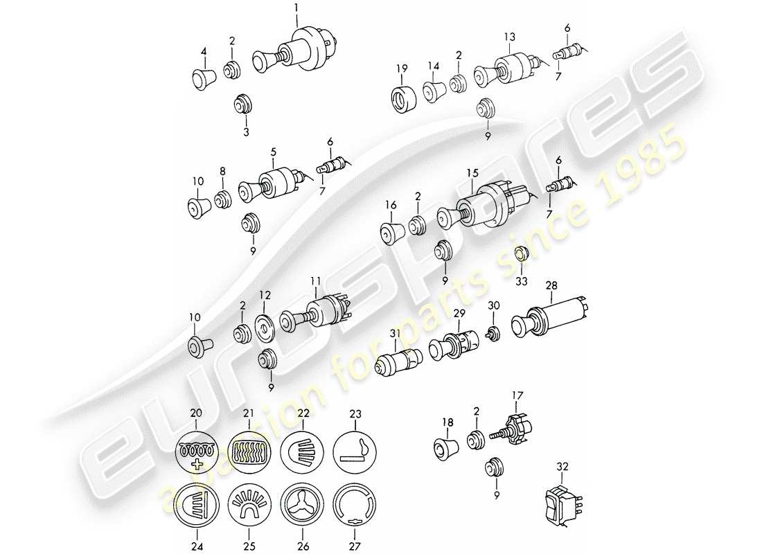 porsche 911/912 (1969) switch - dashboard trim part diagram