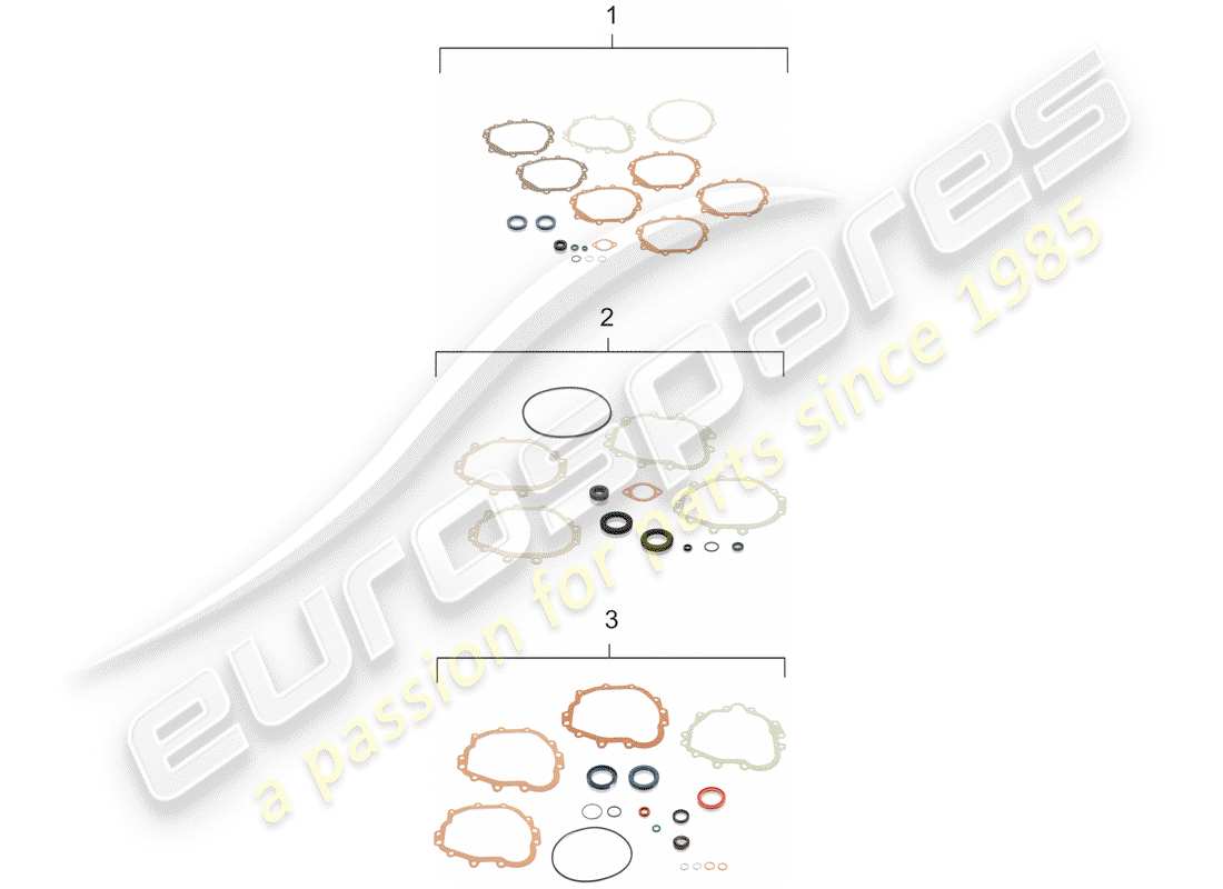 porsche 911/912 (1965) replacement transmission - repair kits - gasket set part diagram