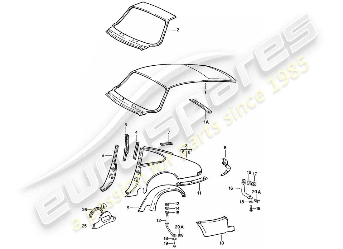 porsche 911 (1987) exterior panelling - to fit use workshop material part diagram