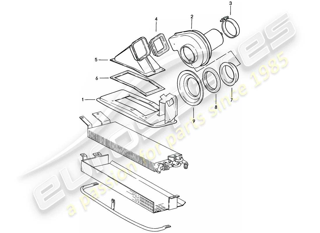 porsche 911 (1987) fan part diagram