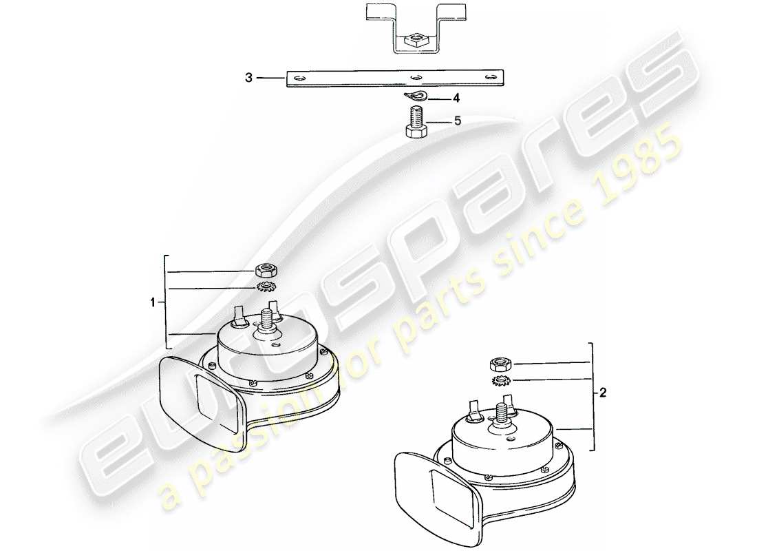 porsche 944 (1982) horn part diagram