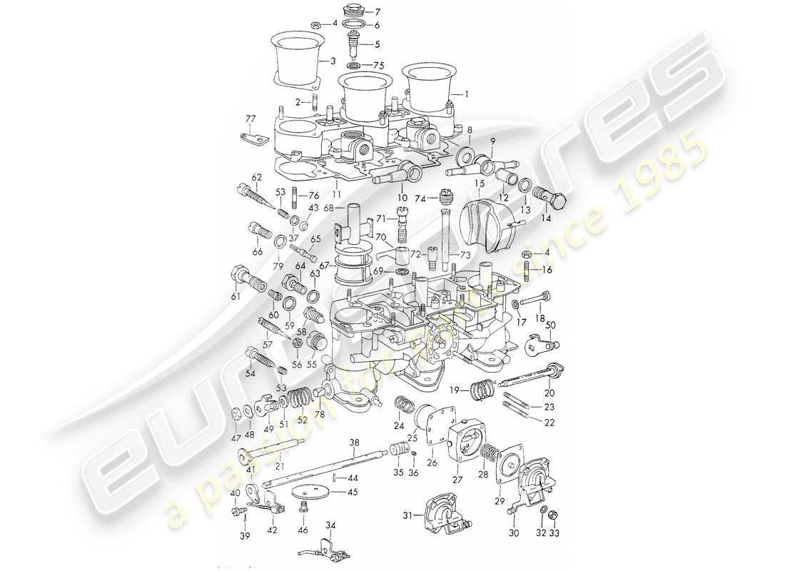 porsche 911 (1972) repair material - for - carburetor - - weber - - - 40 idtp 1 3c/3c1 - d >> - mj 1971 part diagram