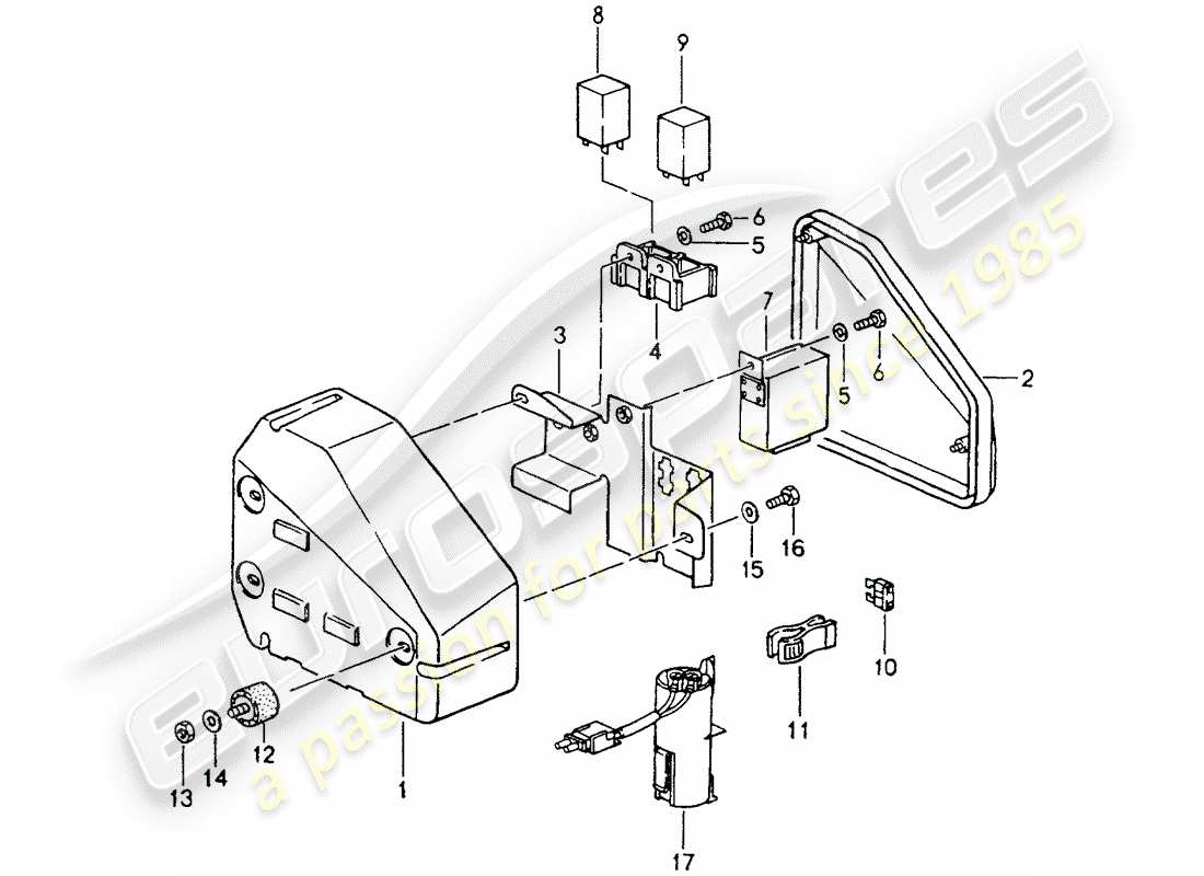 porsche 964 (1992) fuse box/relay plate - engine compartment part diagram