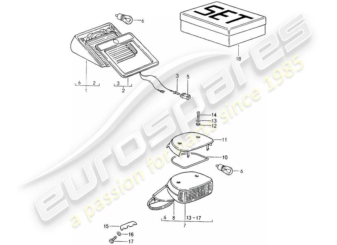 porsche 964 (1992) additional brake light part diagram