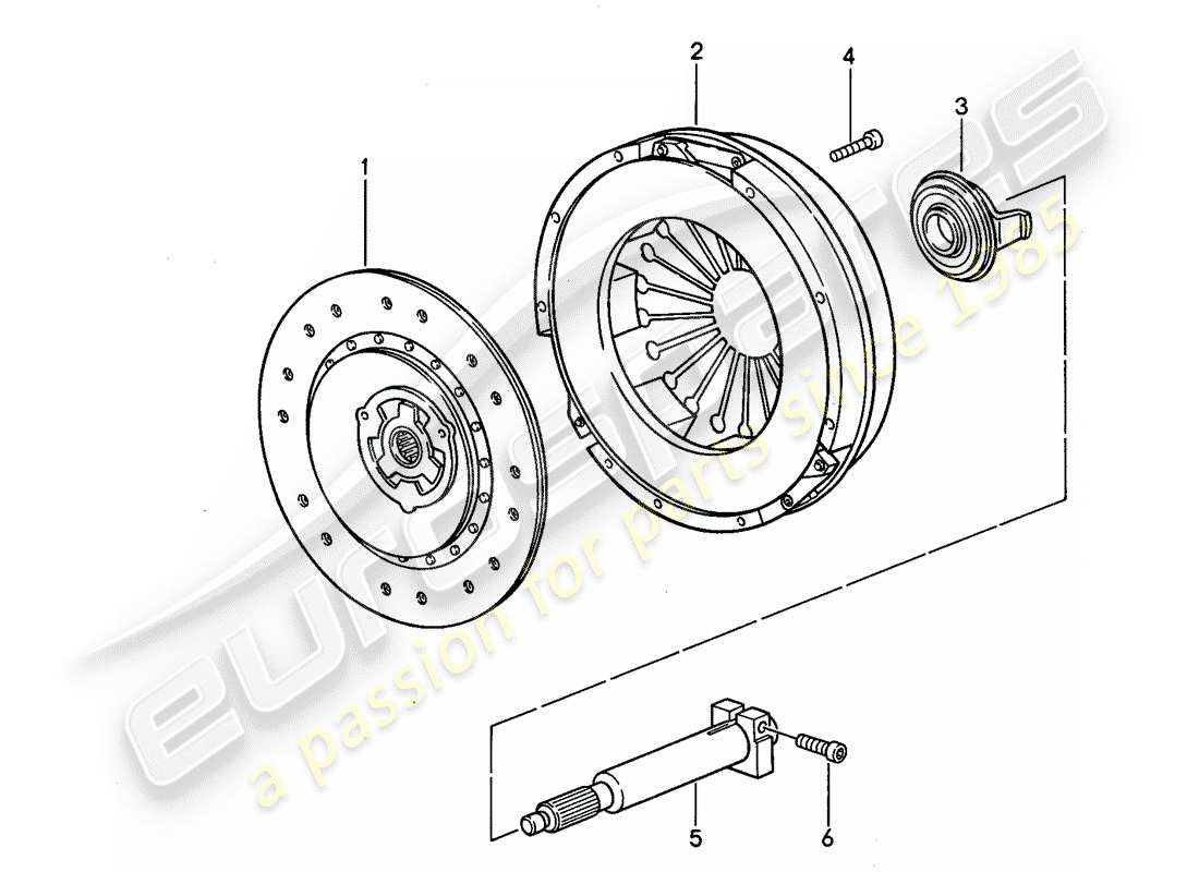 porsche 968 (1995) manual gearbox - clutch part diagram