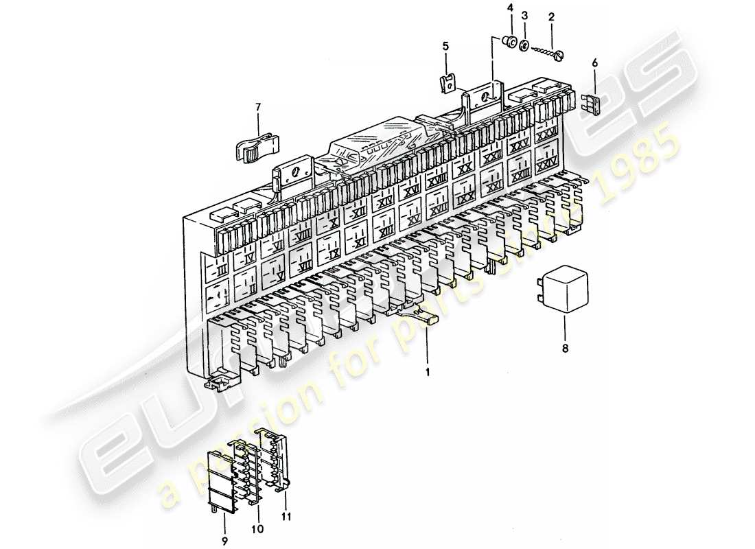 porsche 928 (1995) fuse box/relay plate - relay - fuse part diagram