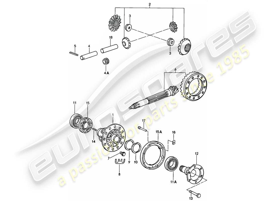 porsche 911 (1988) differential part diagram