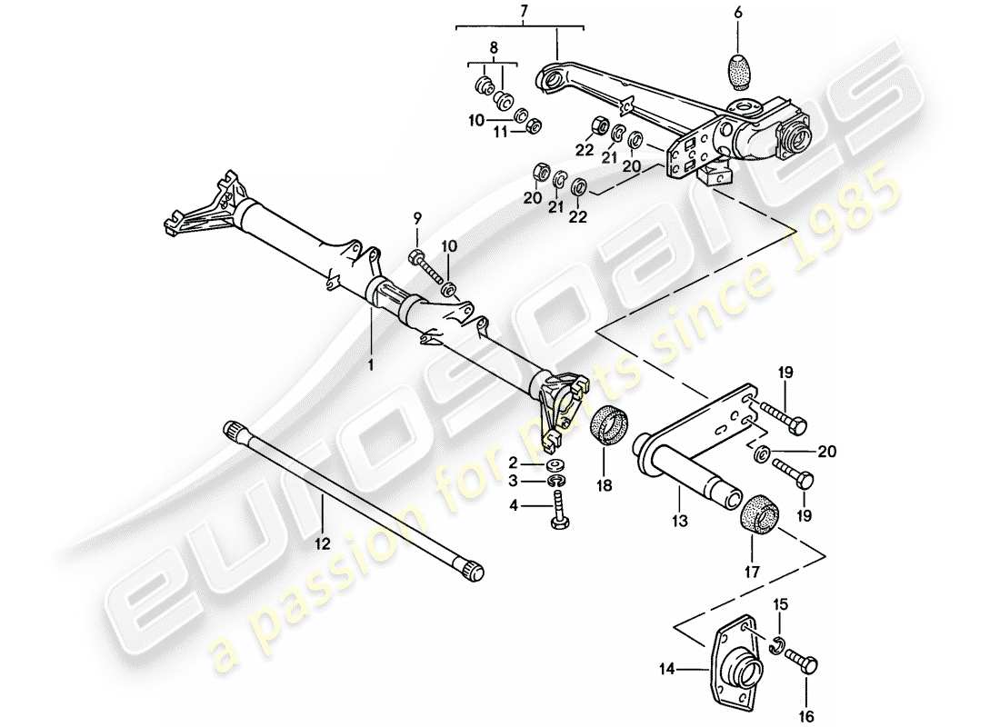 porsche 924 (1979) rear axle carrier - trailing arm part diagram