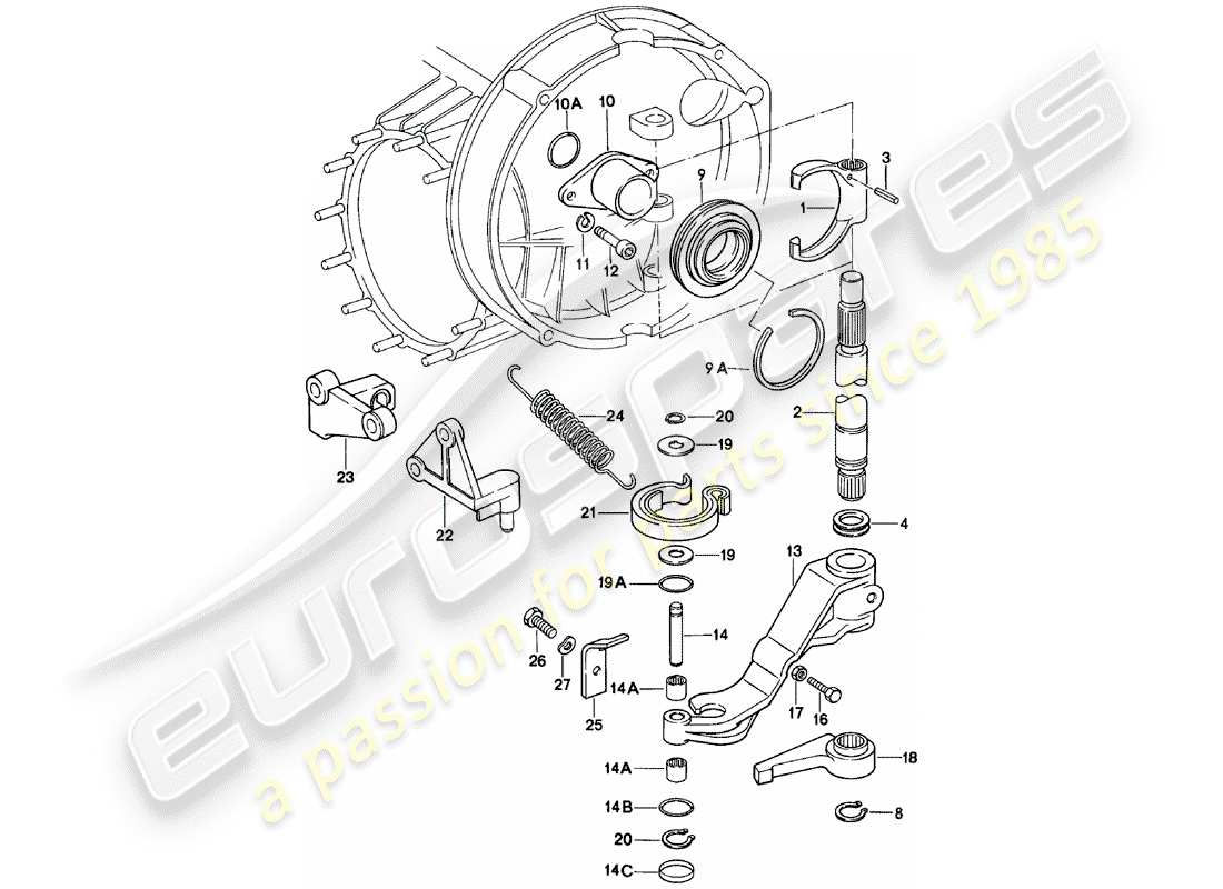 porsche 911 (1978) clutch release part diagram