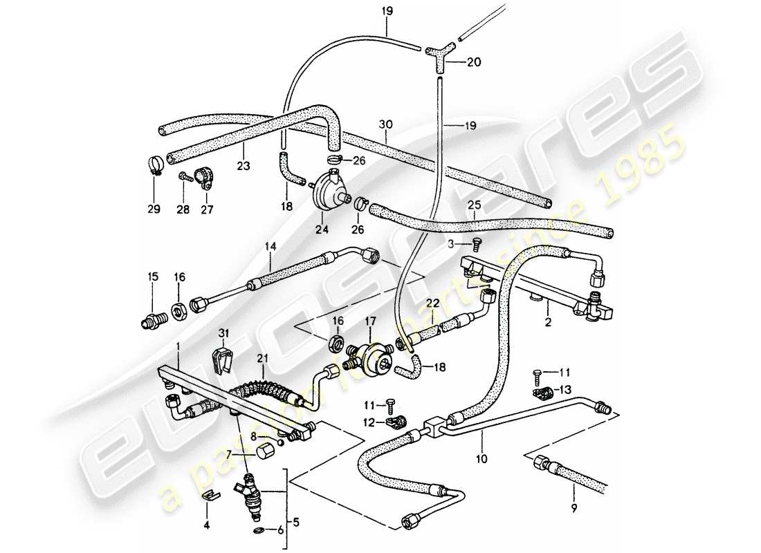 porsche 964 (1992) l-jetronic - lines part diagram