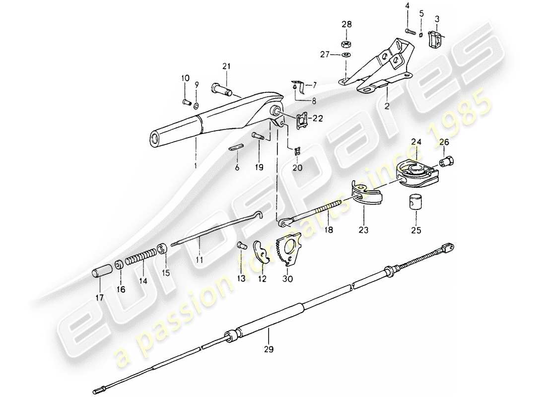 porsche 964 (1992) handbrake - actuator part diagram