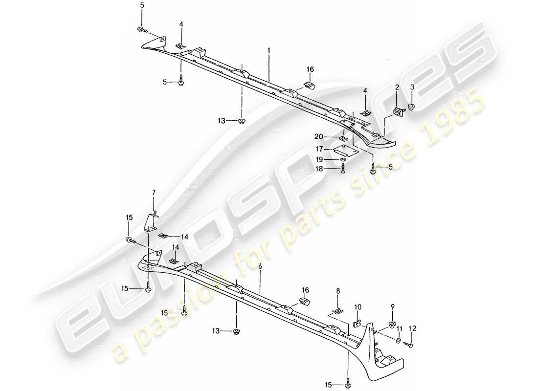 porsche 993 (1997) trim cover - sill part diagram