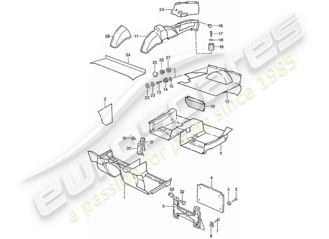 porsche 944 (1989) trims part diagram