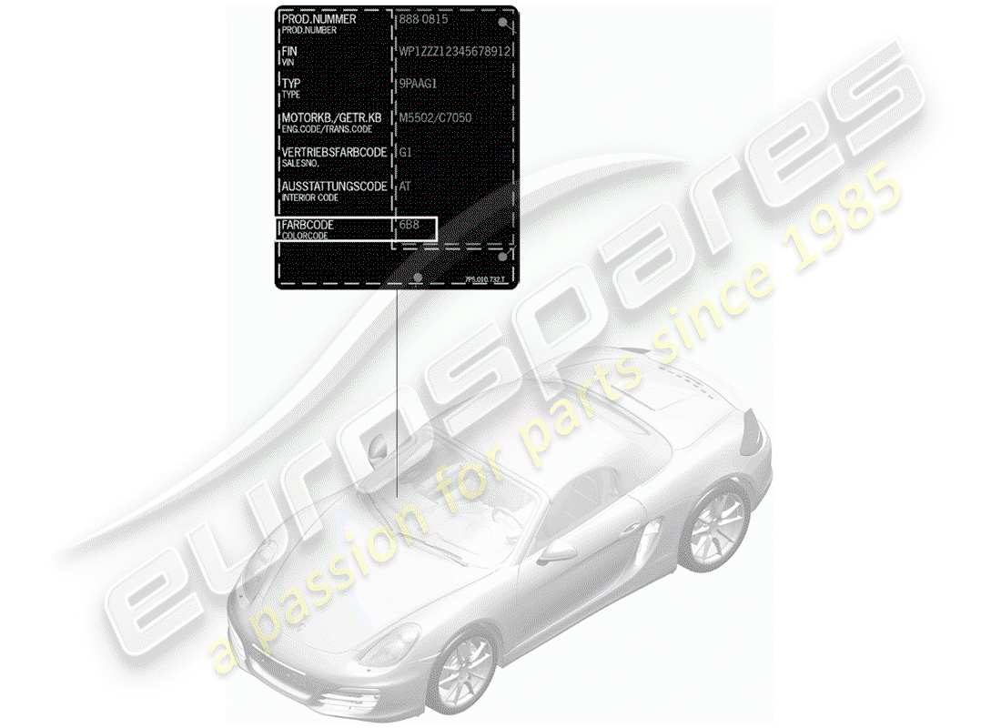 porsche boxster 981 (2013) paint touch-up stick part diagram