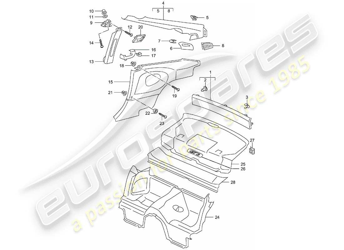 porsche 996 gt3 (2001) trims part diagram