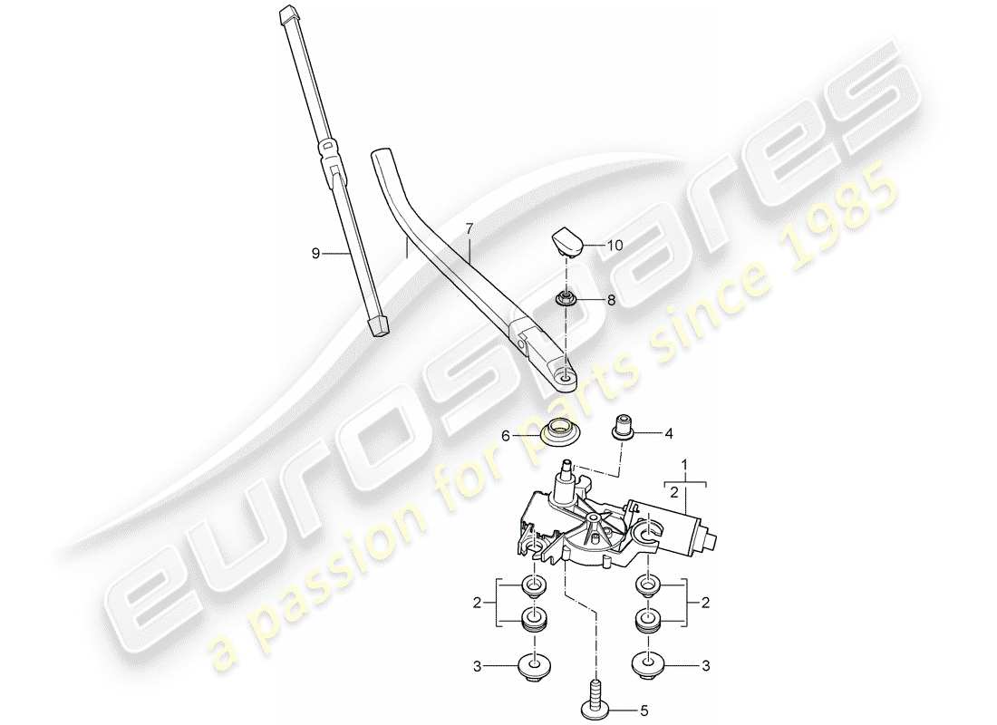 porsche cayman 987 (2006) rear window wiper part diagram