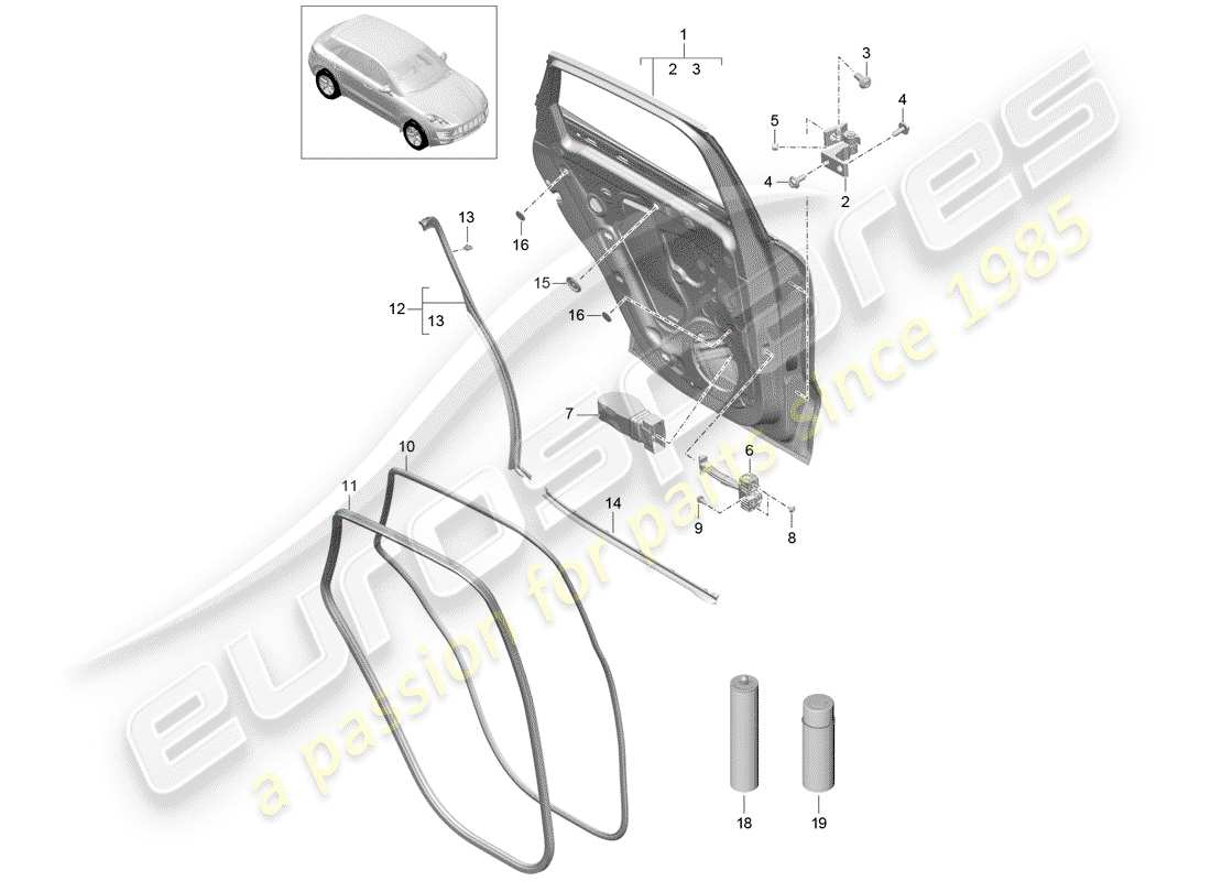 porsche macan (2016) door shell part diagram