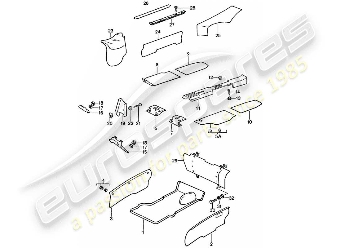 porsche 911 (1982) interior equipment part diagram