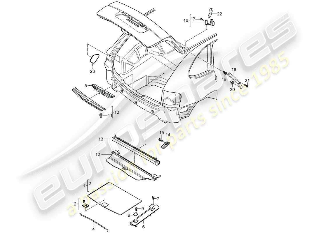 porsche cayenne (2010) trims part diagram