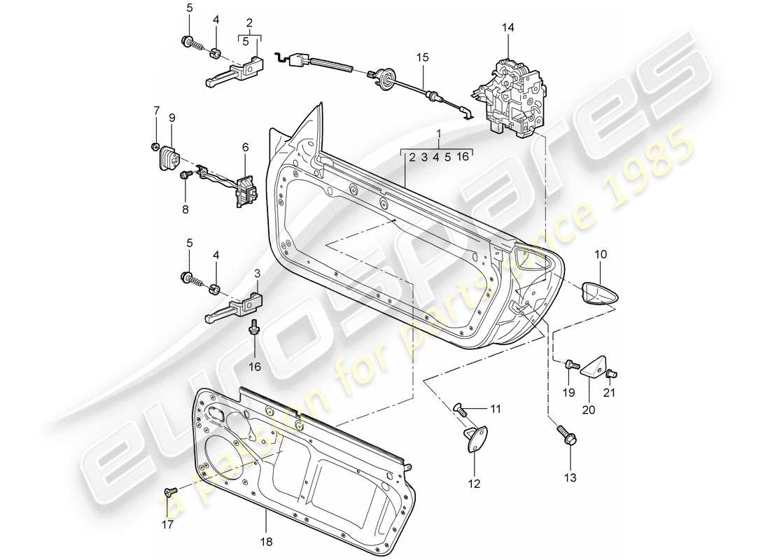 porsche 997 gt3 (2009) door shell part diagram