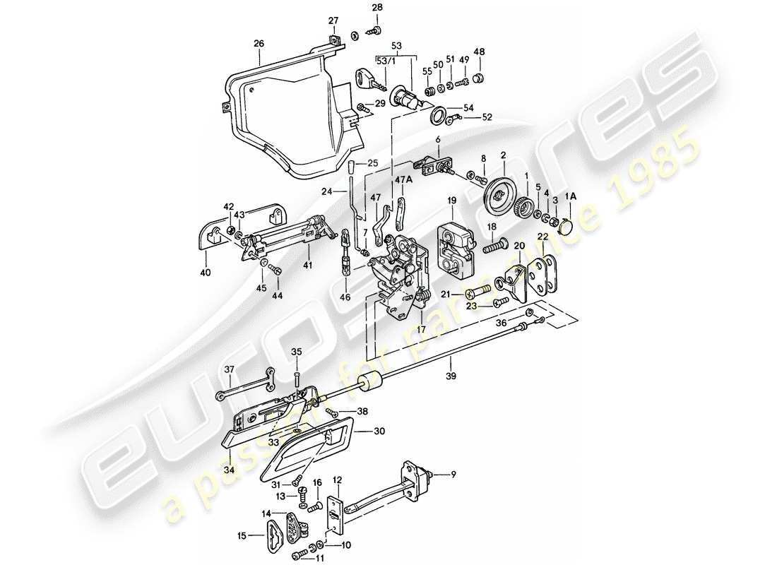 porsche 928 (1982) installation parts - door part diagram