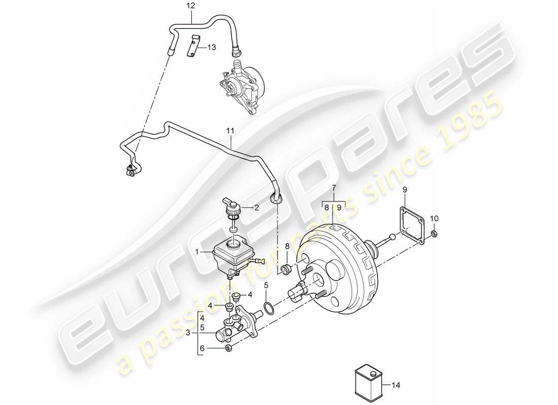 porsche cayenne (2009) brake master cylinder part diagram