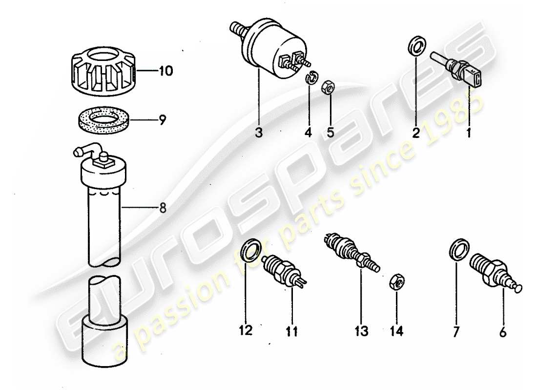 porsche 968 (1992) switch - and - sensor part diagram