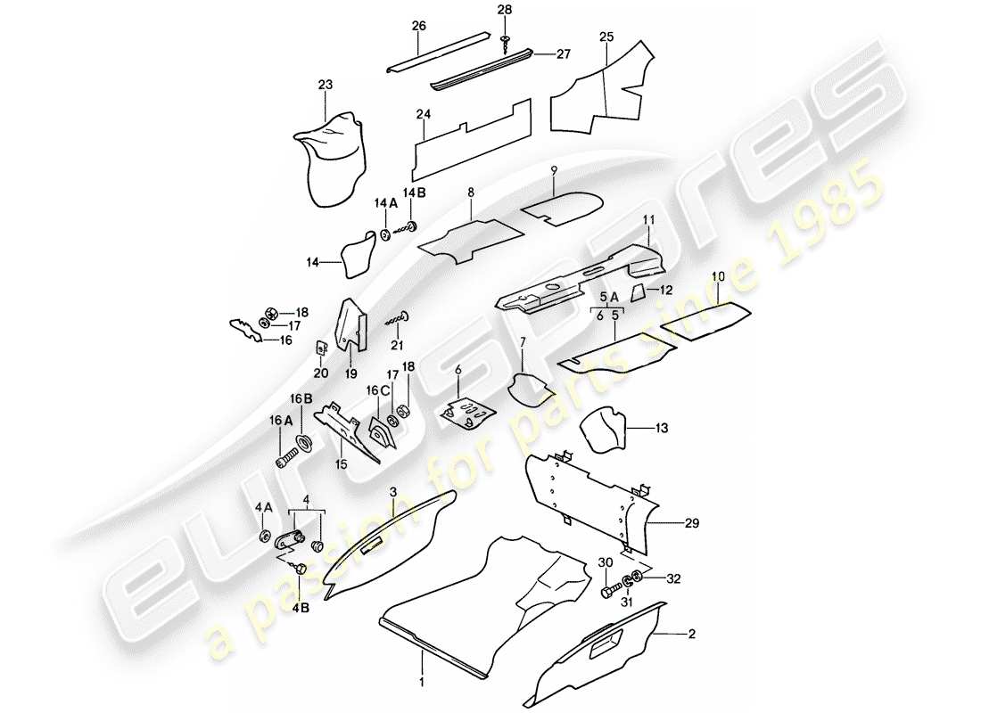 porsche 911 (1984) interior equipment part diagram