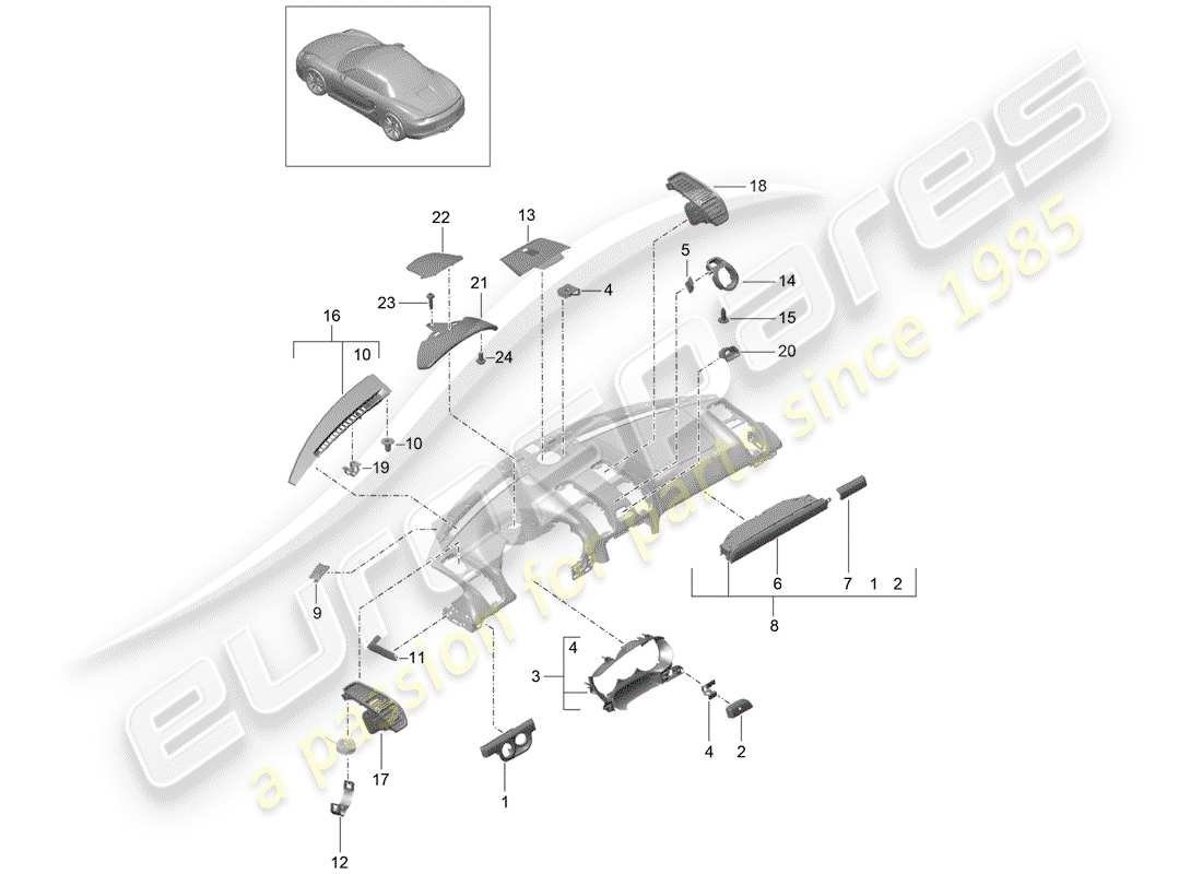 porsche boxster 981 (2015) accessories part diagram