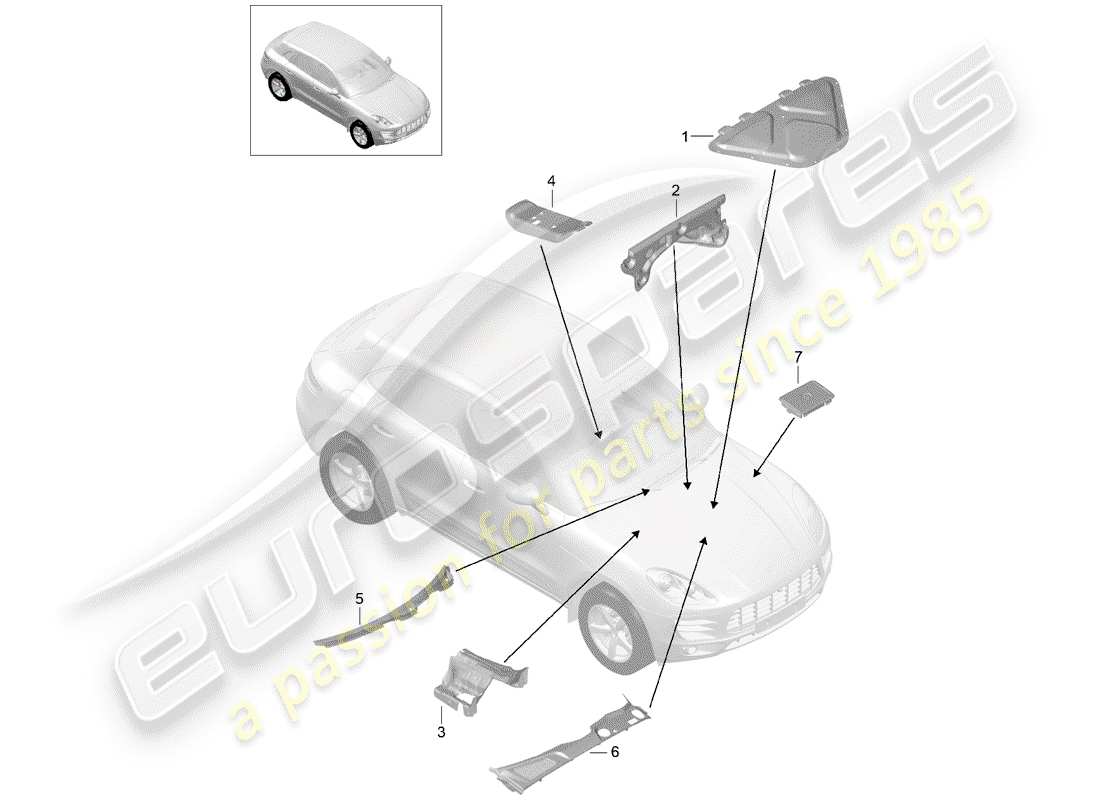 porsche macan (2016) sound absorber part diagram