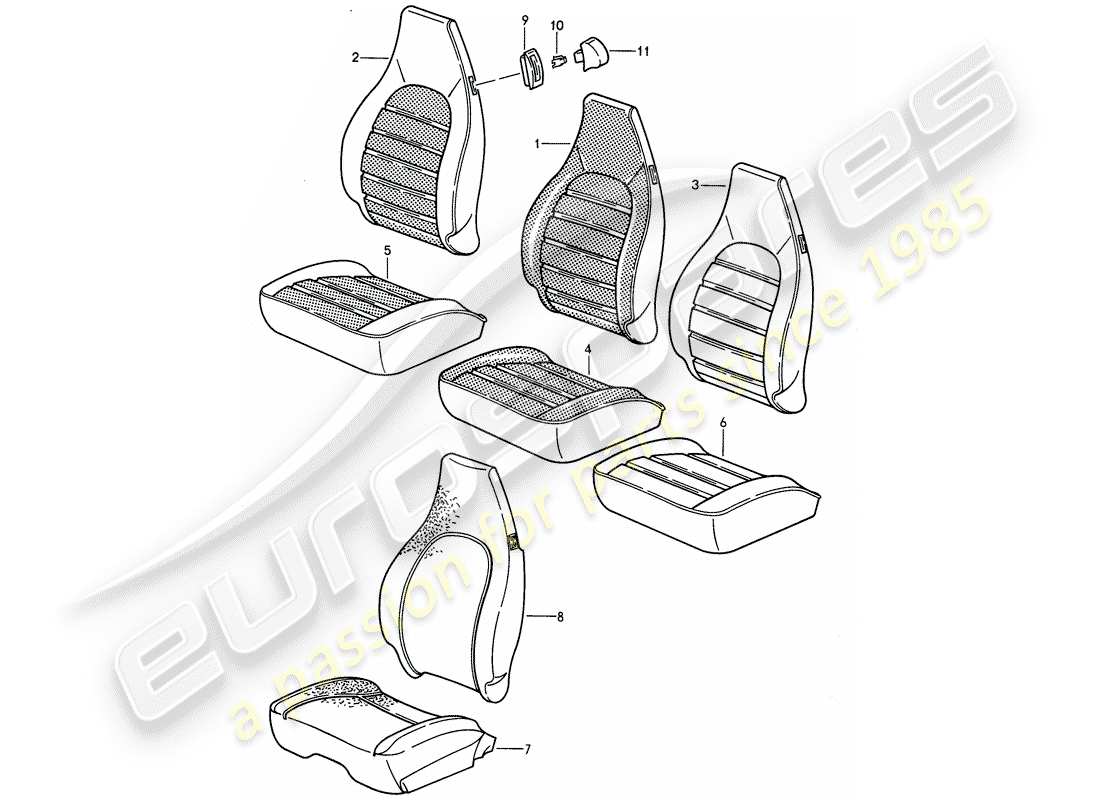 porsche 968 (1995) cloth part diagram