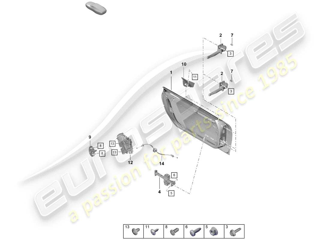 porsche boxster spyder (2019) door shell part diagram