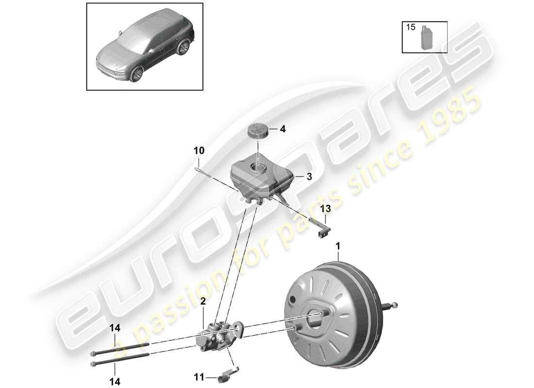 porsche cayenne e3 (2020) brake master cylinder part diagram