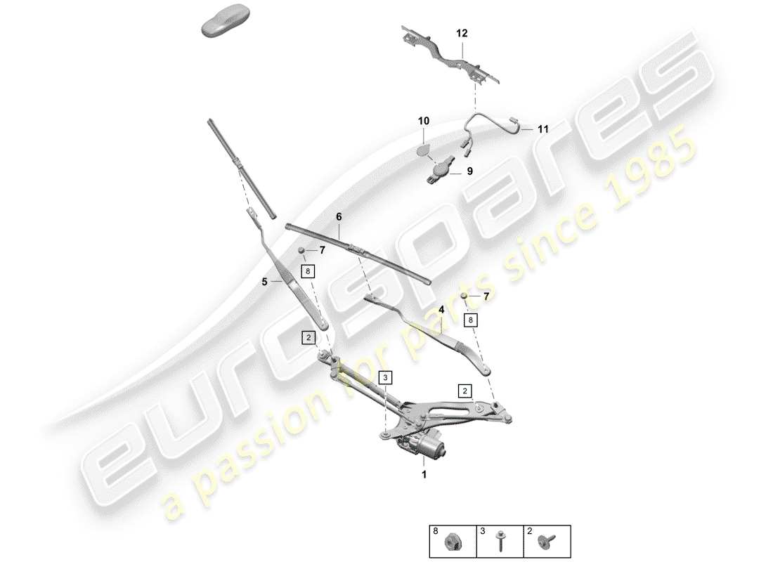 porsche boxster spyder (2019) windshield wiper system compl. part diagram