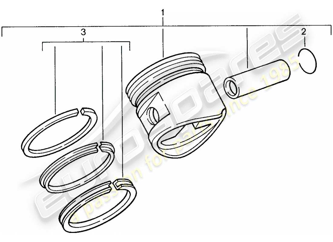 porsche 944 (1990) piston - piston rings part diagram