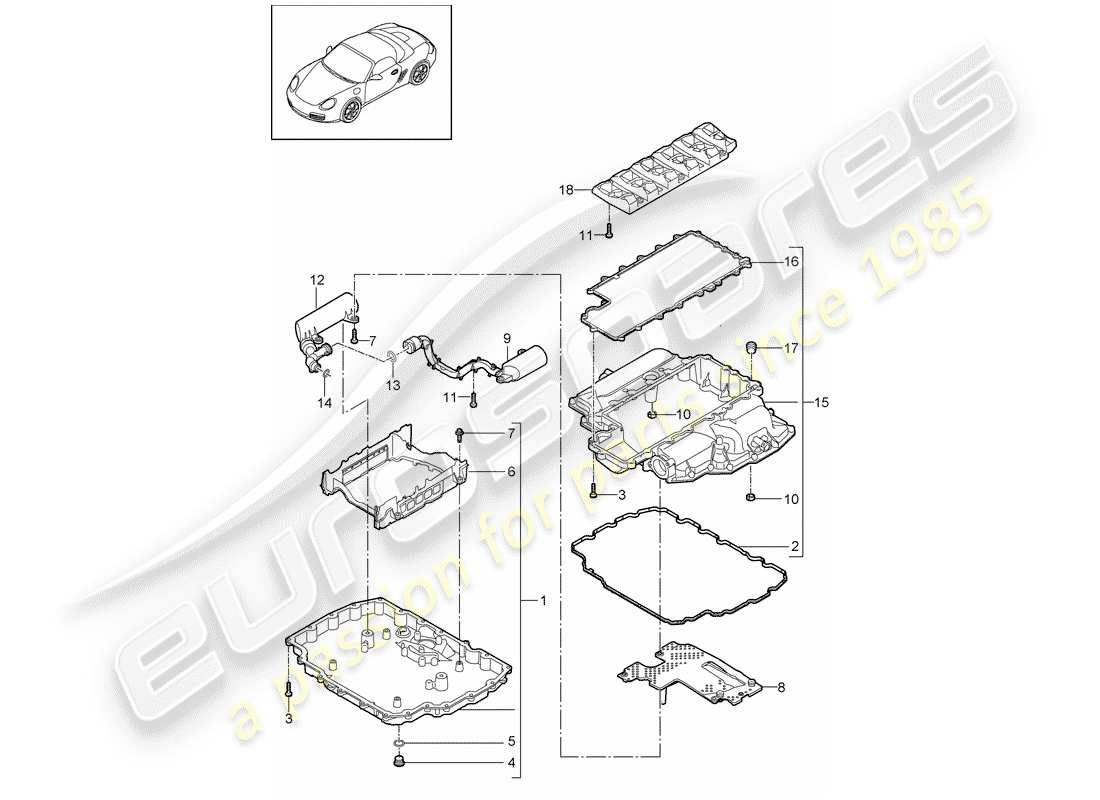 porsche boxster 987 (2010) oil pan part diagram