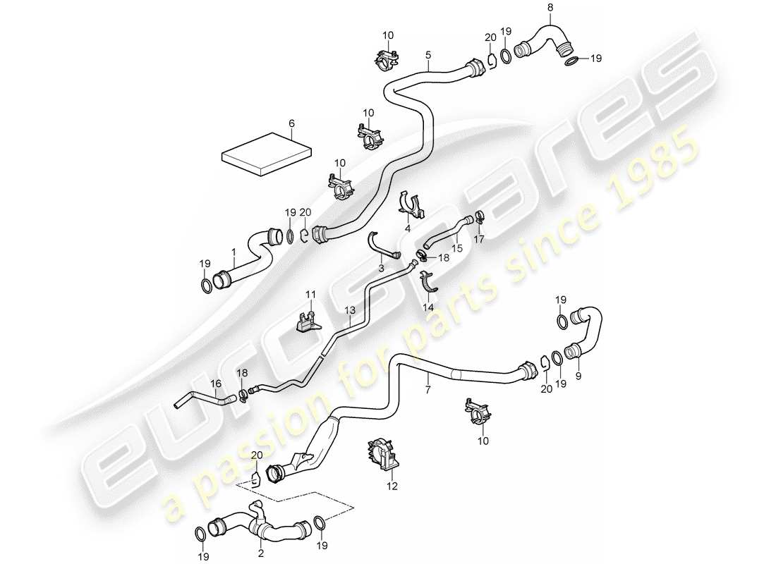 porsche 997 gt3 (2011) water cooling 1 part diagram