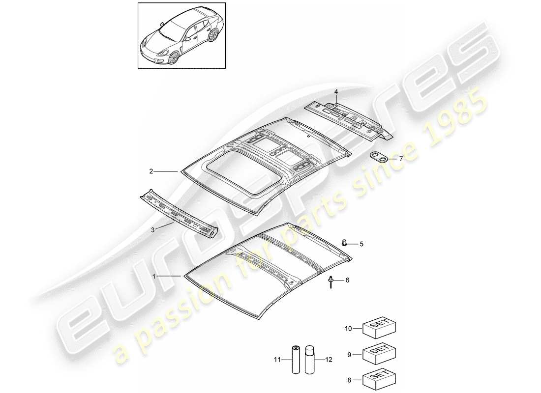 porsche panamera 970 (2013) roof part diagram