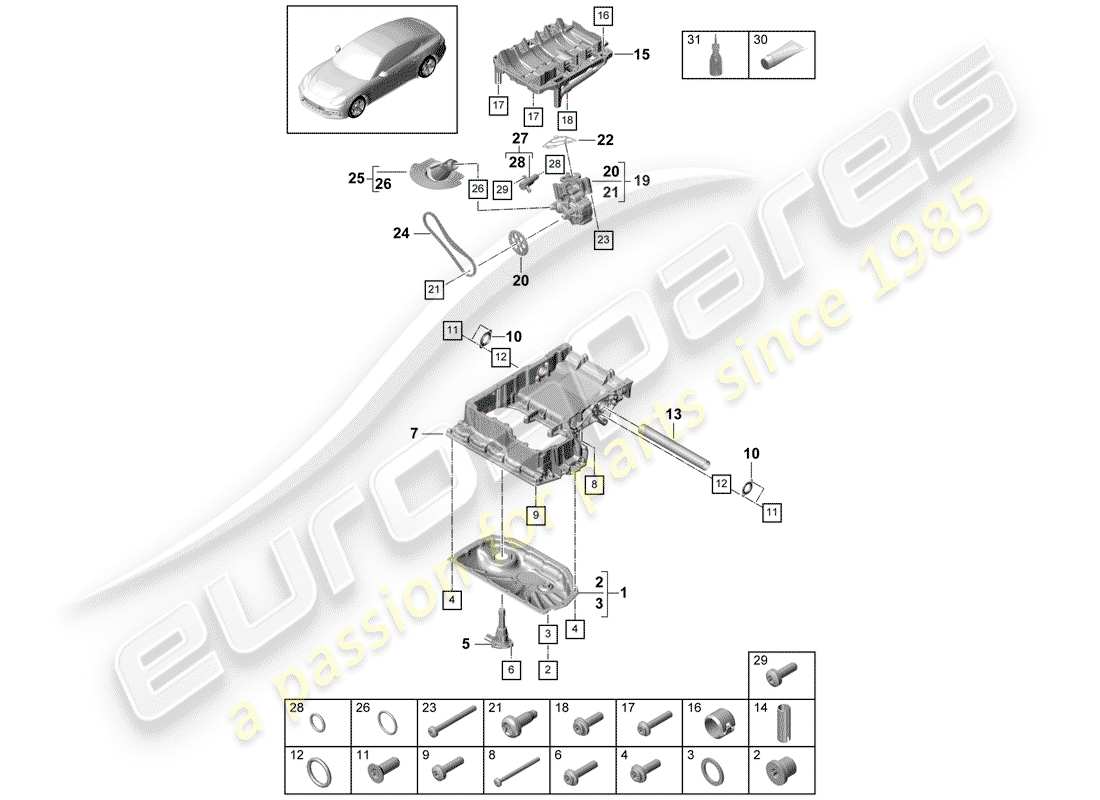 porsche panamera 971 (2019) oil-conducting housing part diagram