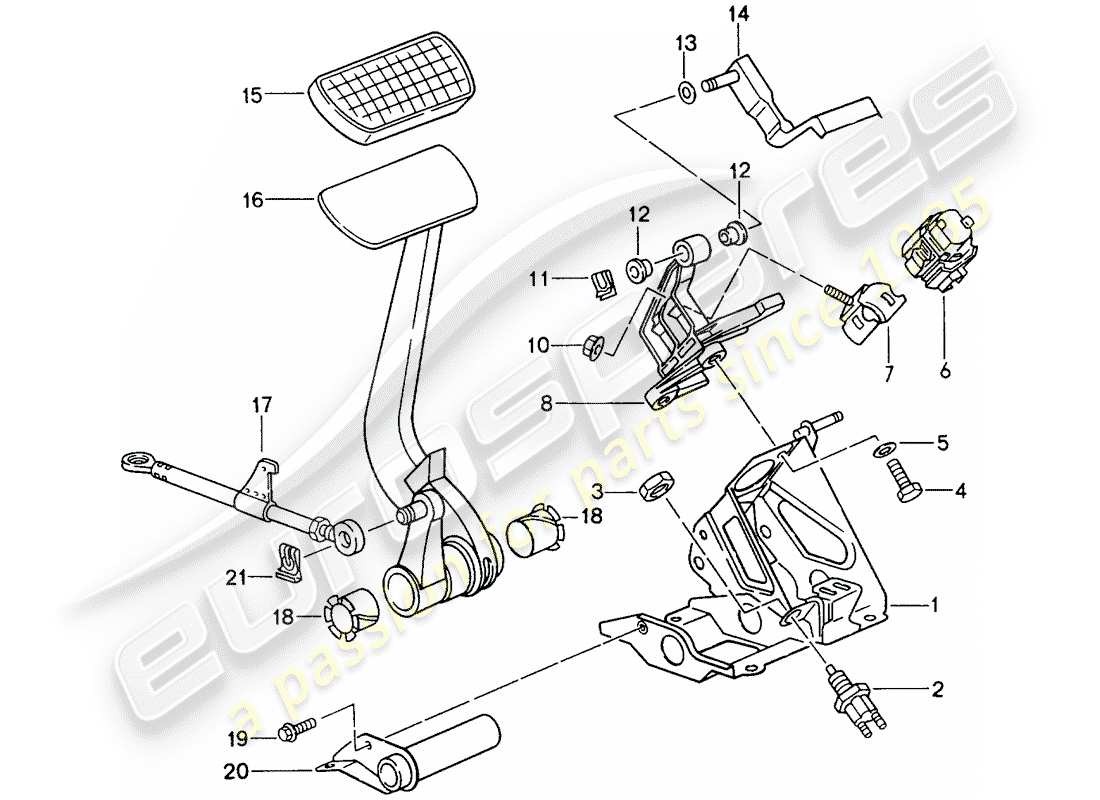 porsche 993 (1995) pedals - tiptronic part diagram