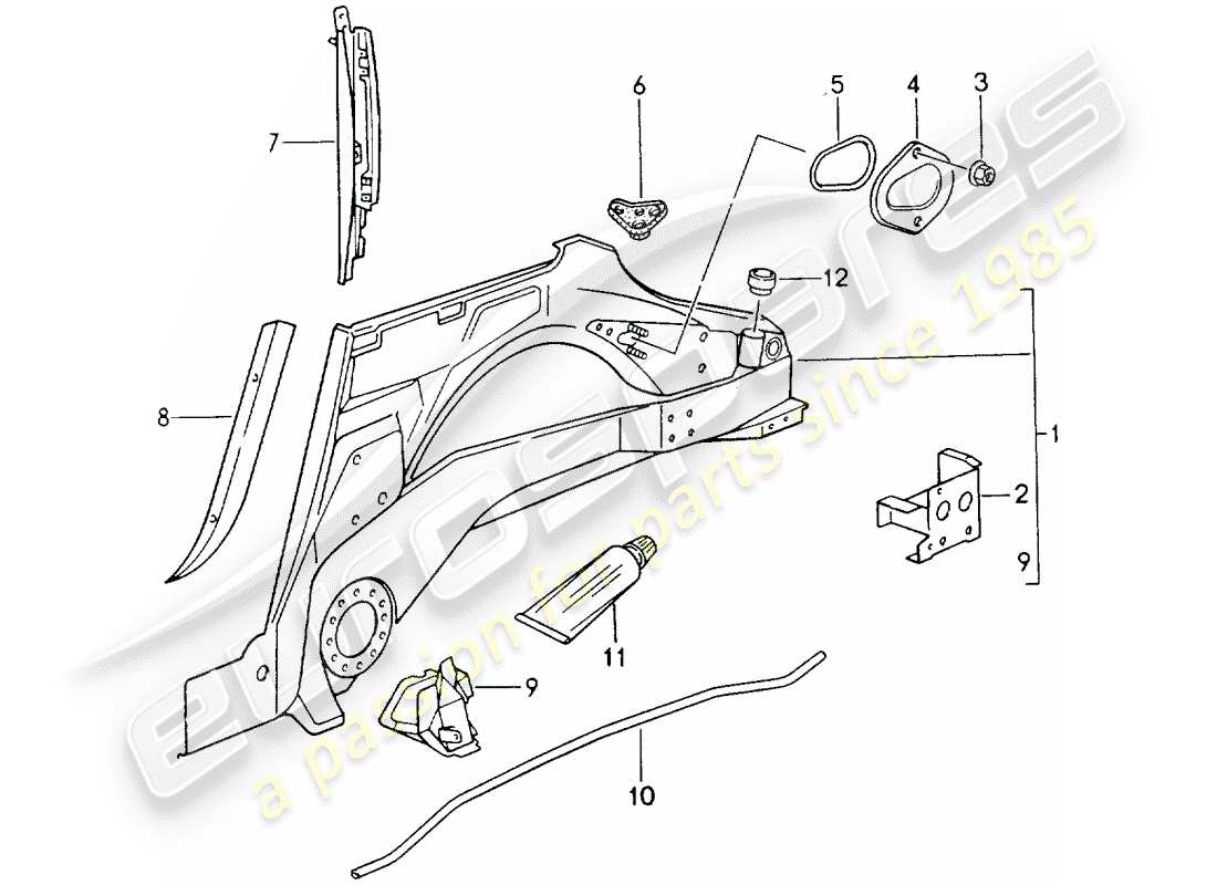 porsche 964 (1989) inner panel part diagram