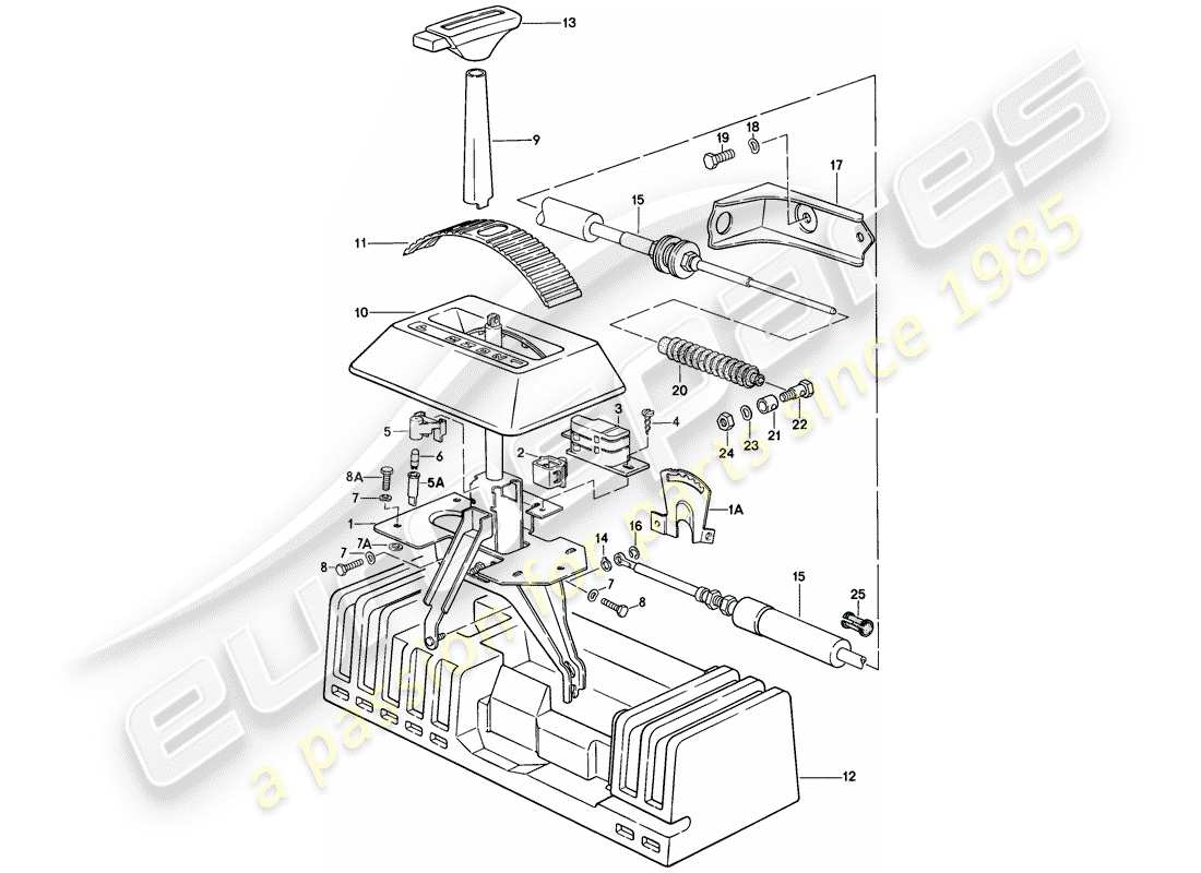 porsche 924 (1977) shift mechanism - automatic transmission part diagram