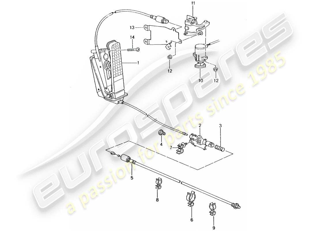 porsche 996 (1998) brake and acc. pedal assembly - throttle control part diagram