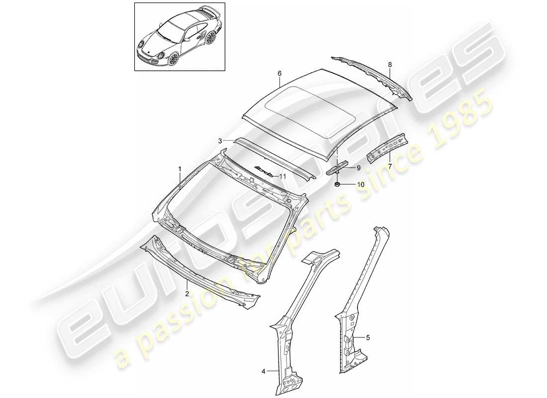 porsche 911 t/gt2rs (2012) cowl part diagram